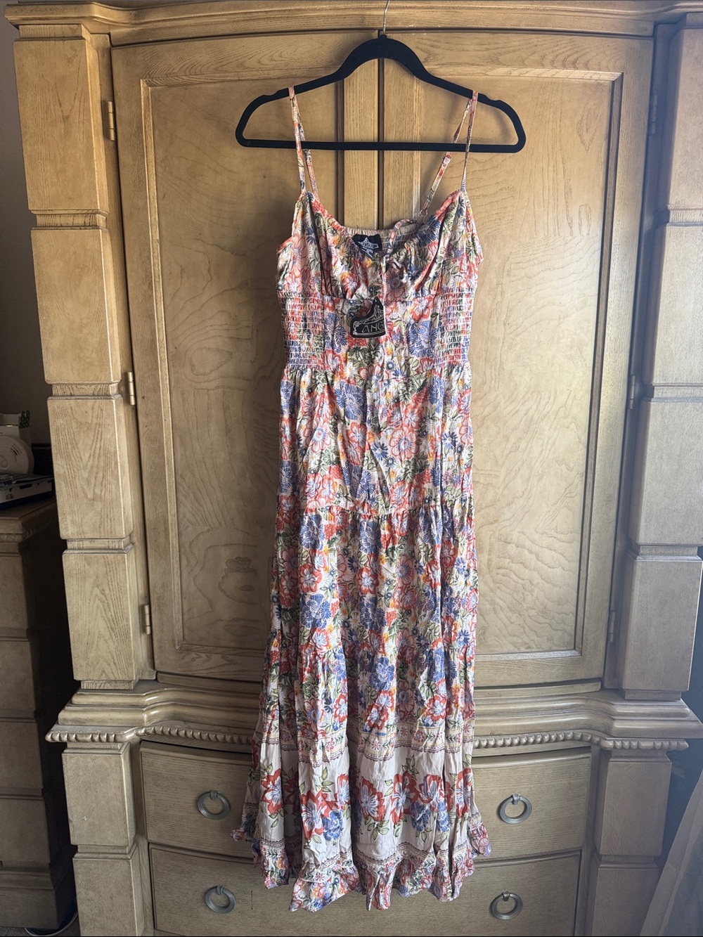 ANGIE !🔥 Floral Maxi BOHO Sundress with Spaghetti Straps and shirred body